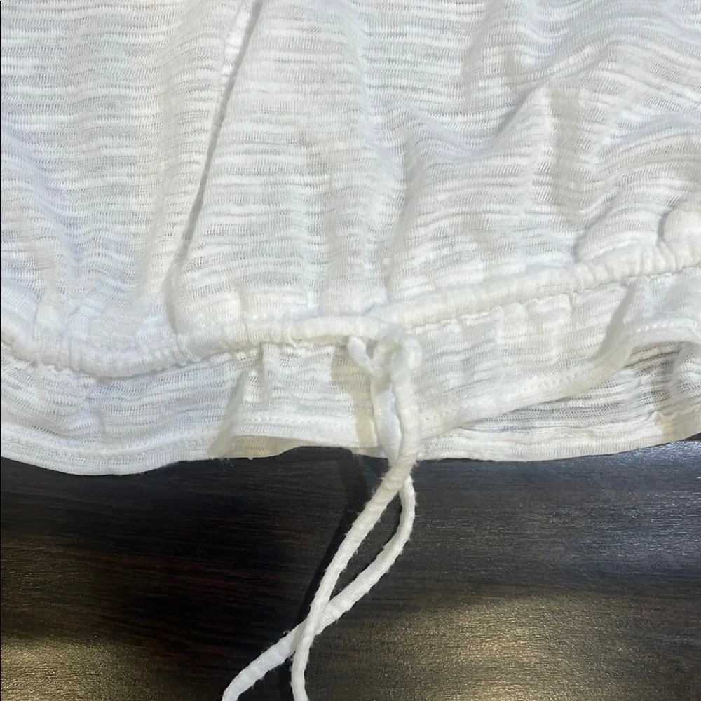 Free People Dorothy Short Sleeve Puff Sleeve Ruffled Tie Front Crop Top Size S